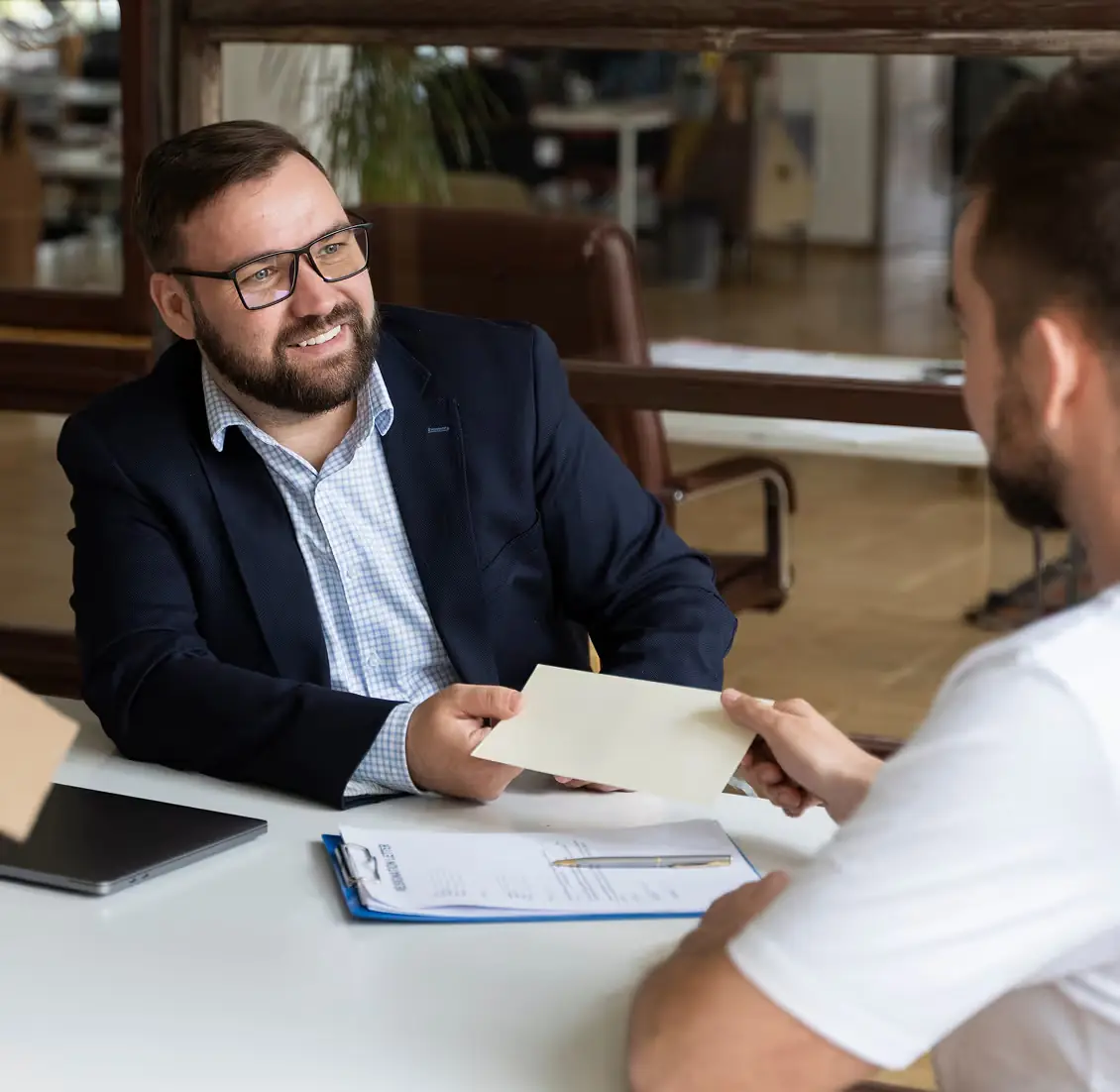 Recruiter shaking hands with a candidate
