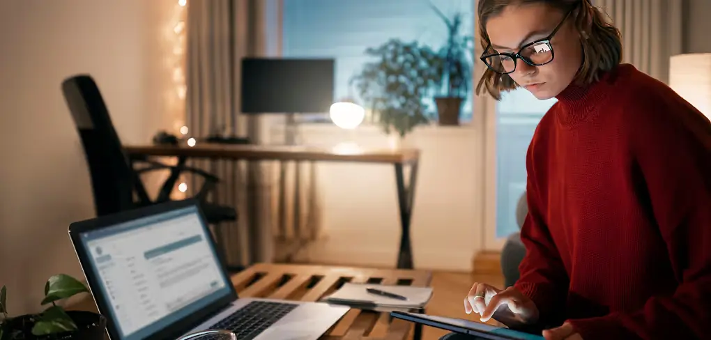 Professional working on a laptop
