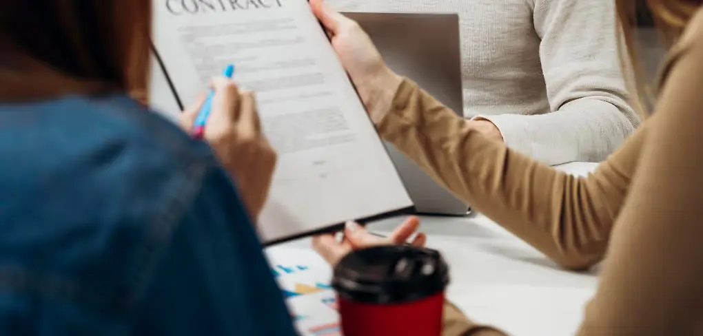Professional reviewing documents